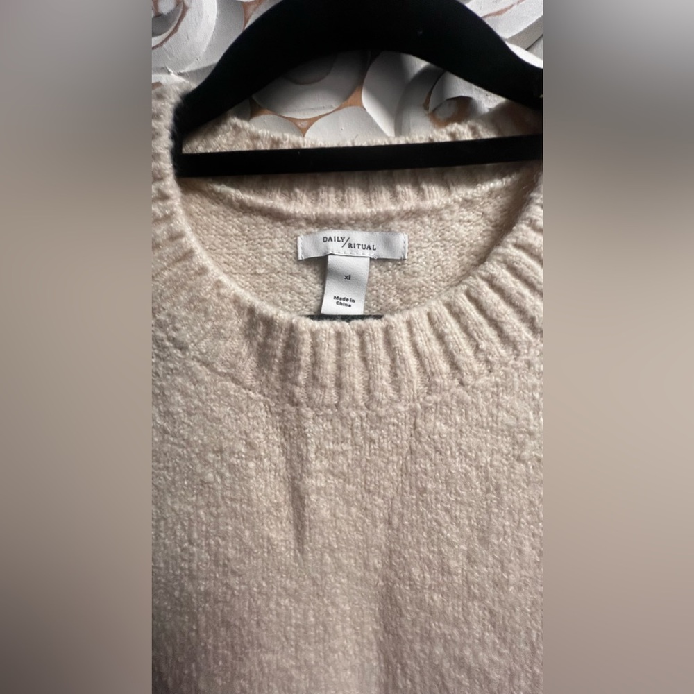 Daily Ritual Sleeveless Cream Sweater Scoop Neck Stretch XL